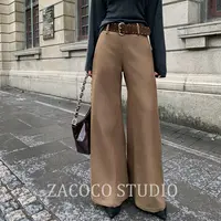 【ZACOCO】秋季厚款中腰显瘦显腿长时尚百搭修身阔腿裤加厚裤子3378