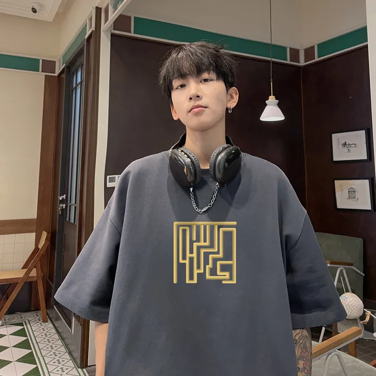 短袖t恤男夏季美式复古潮牌ins百搭舒适青特大码美式男款短袖T恤