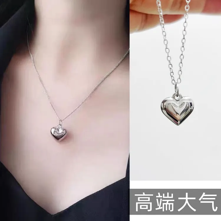 钛钢吊坠 爱心吊坠钛钢项链配饰女不掉色锁骨毛衣链轻奢小众