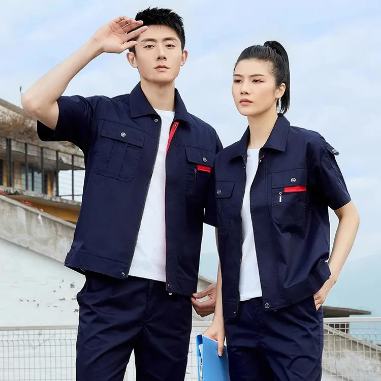 短袖工作服男装耐磨薄款外套工服劳动上衣汽修耐磨夏季劳保服定制