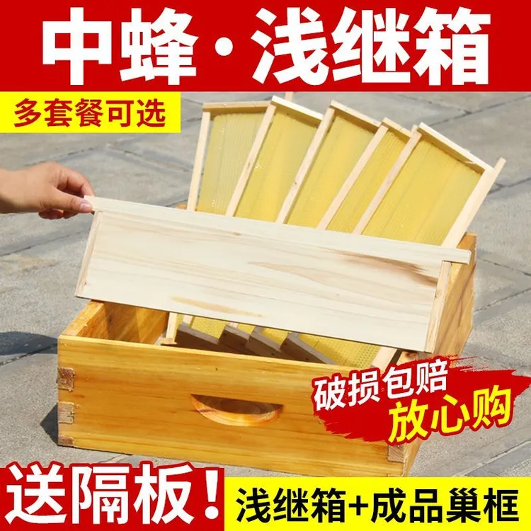中蜂浅继箱套装成品浅继箱全套成品巢础13.5继箱圈杉木蜂箱继箱圈