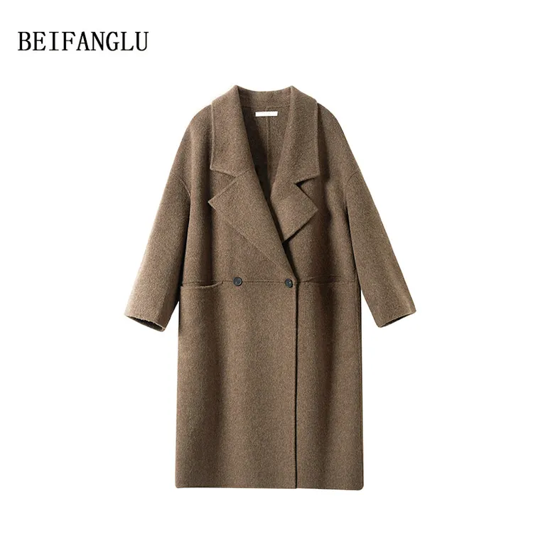 北方鹿【经典曼哈顿大衣】秋冬廓形显瘦长款羊毛双面呢外套女251163