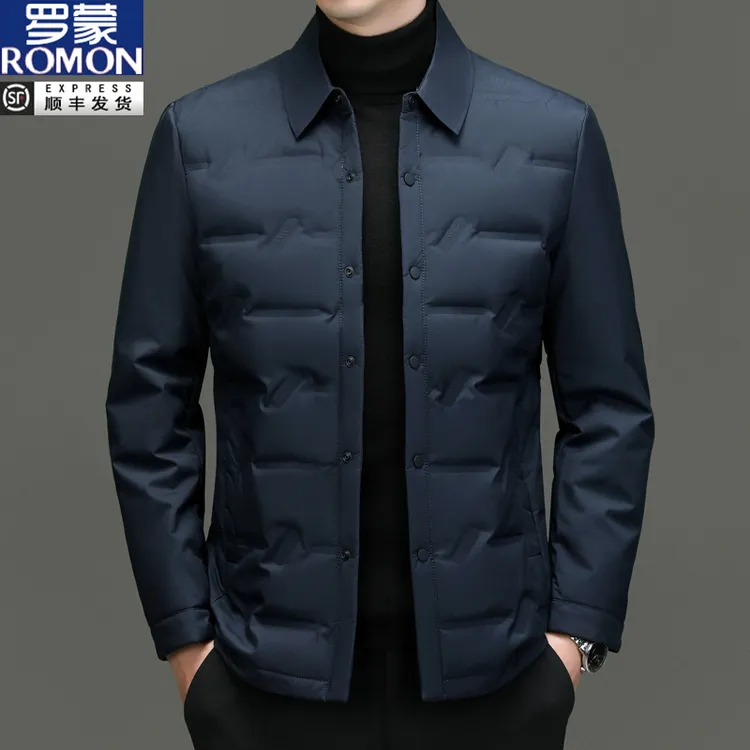 罗蒙高档男士轻薄款羽绒服秋冬新款时尚休闲轻商务白鸭绒保暖外套