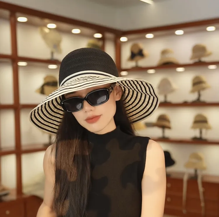 2025年新款渔夫帽遮阳帽韩版草编帽子春夏大边防晒防紫外线