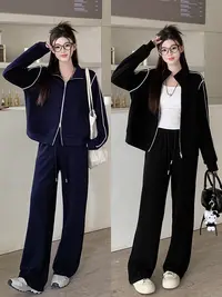 2025秋装大码女休闲运动风加厚长袖卫衣卫裤20700上衣+20824裤子