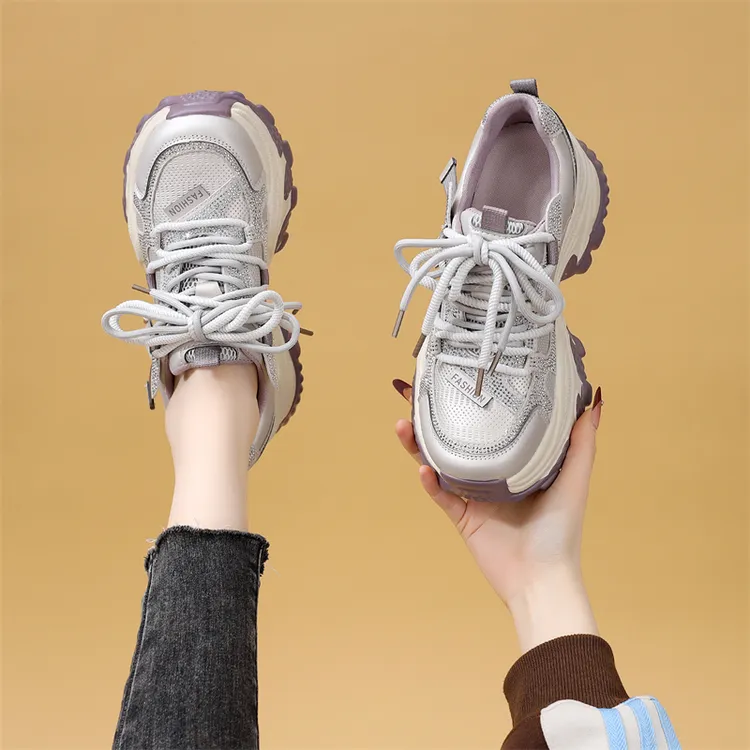 2025年秋冬新款厚底增高老爹鞋加绒时尚百搭潮流女鞋休闲鞋运动鞋