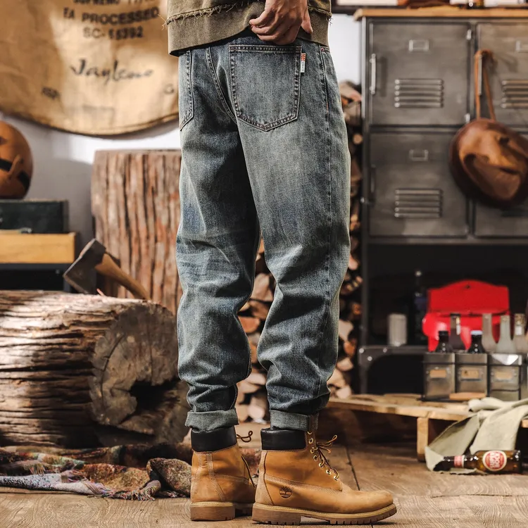 美式复古秋季牛仔裤男士大码新款潮牌直筒裤子男款宽松百搭休闲裤