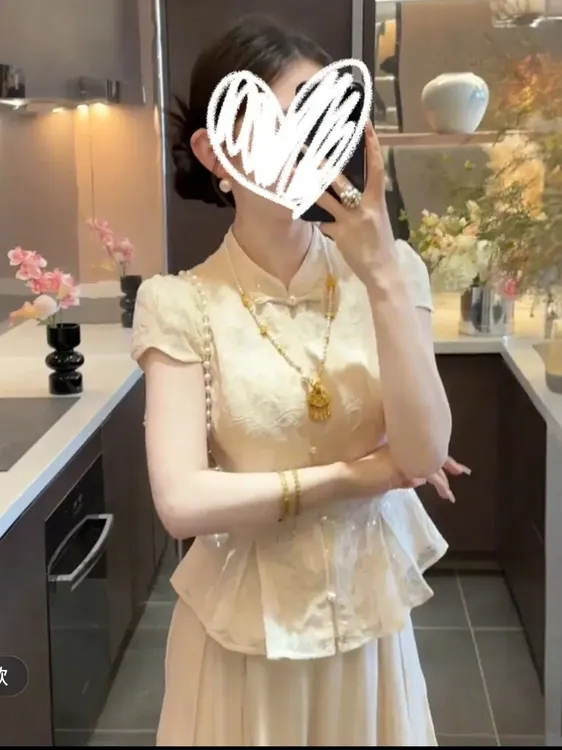 2025新款夏季新中式国风盘扣上衣阔腿裤高腰百搭休闲裤洋气套装