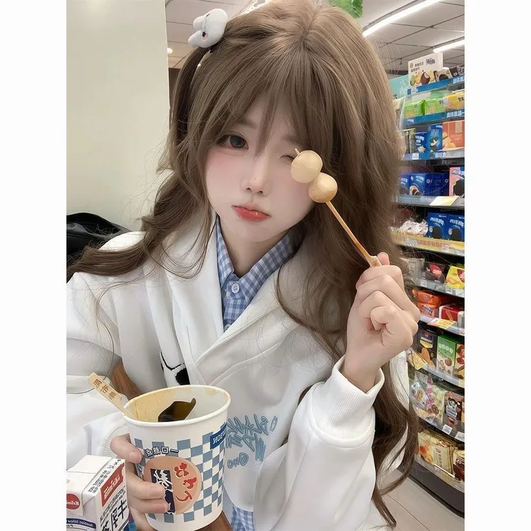 可爱猫咪假两件刺绣连帽卫衣女春秋冬新款情侣宽松慵懒风长袖上衣