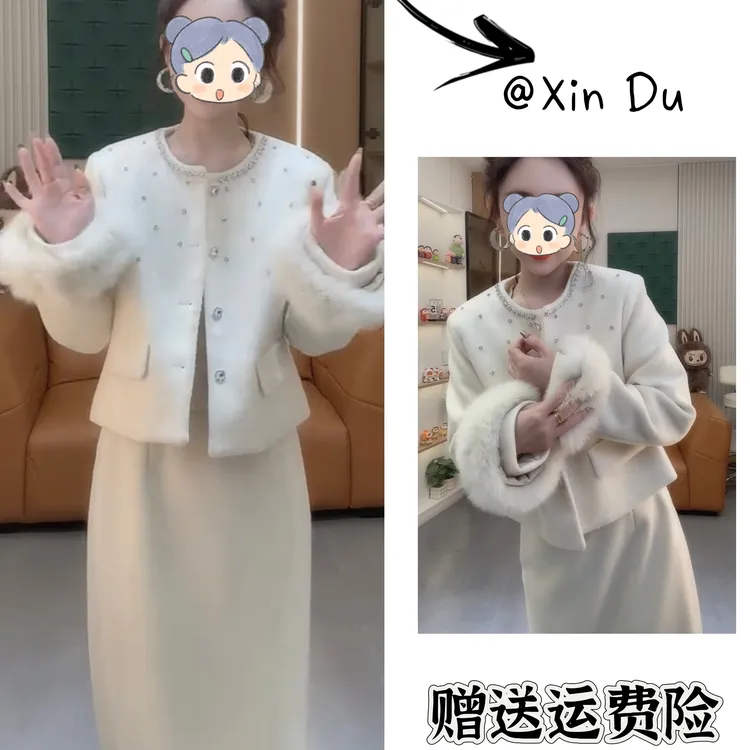 2025秋冬季新款时尚显瘦气质女士网红洋气两件套百搭款D24499