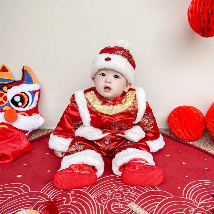 礼服唐装拜年服男女婴儿冬喜庆百岁新年百天周岁抓周过年儿童宝宝