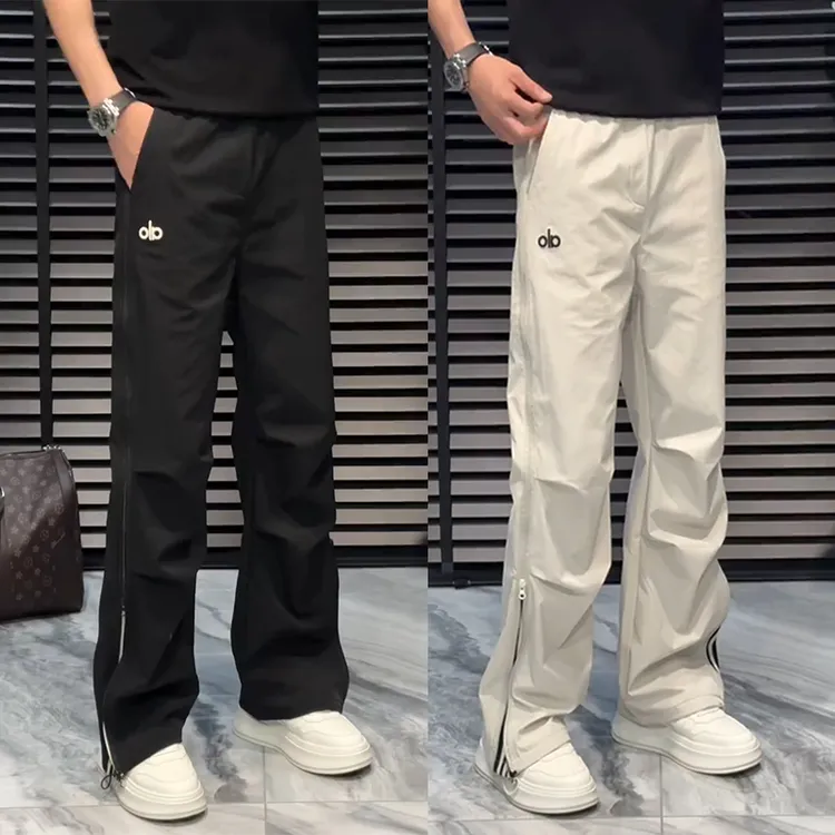 秋季男士休闲裤青年痞帅运动长裤美式潮流宽松条纹拉链设计直筒裤