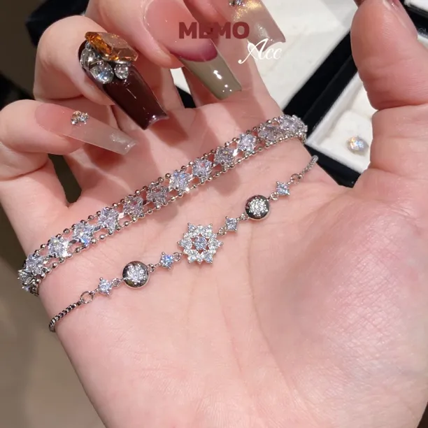 铜合金锆石手链 LS007 雪落星辰 雪花满钻百搭设计感可调节手链