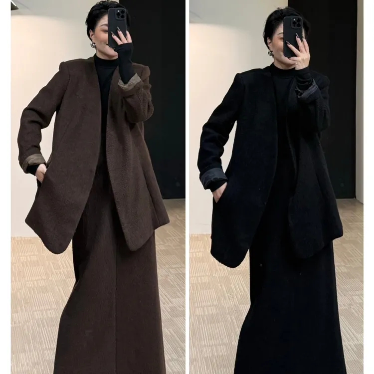 美丽定制极简气质显瘦仿羊绒加棉套裙160斤以内（251208）