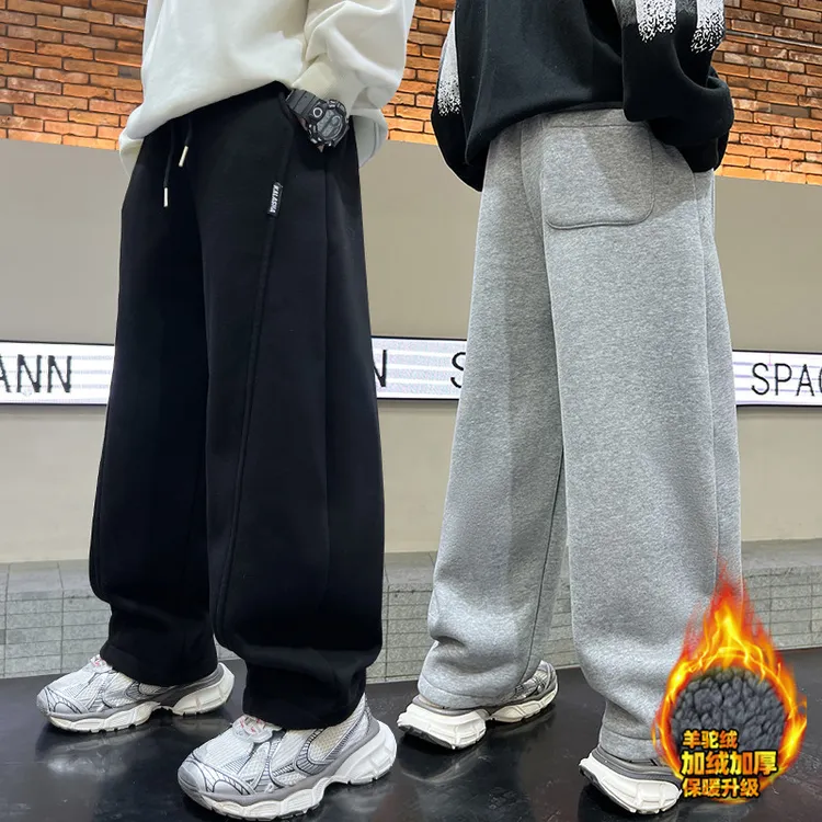 儿童冬款男童裤子加绒2025新款中大儿童冬季长裤男孩冬装休闲卫裤