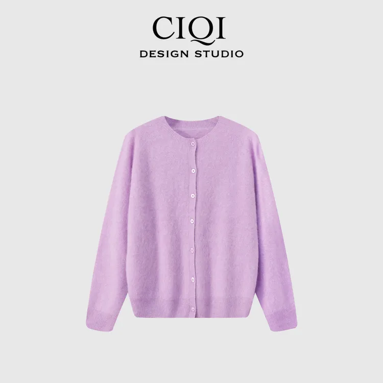 CIQI STUDIO【云柔拉绒】羊毛拉绒时尚简约优雅气质圆领针织衫25664