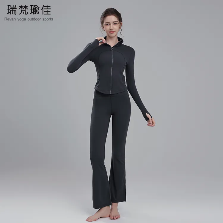 新款高端瑜伽服运动户外休闲套装lu家同款裸感面料跑步立领套装