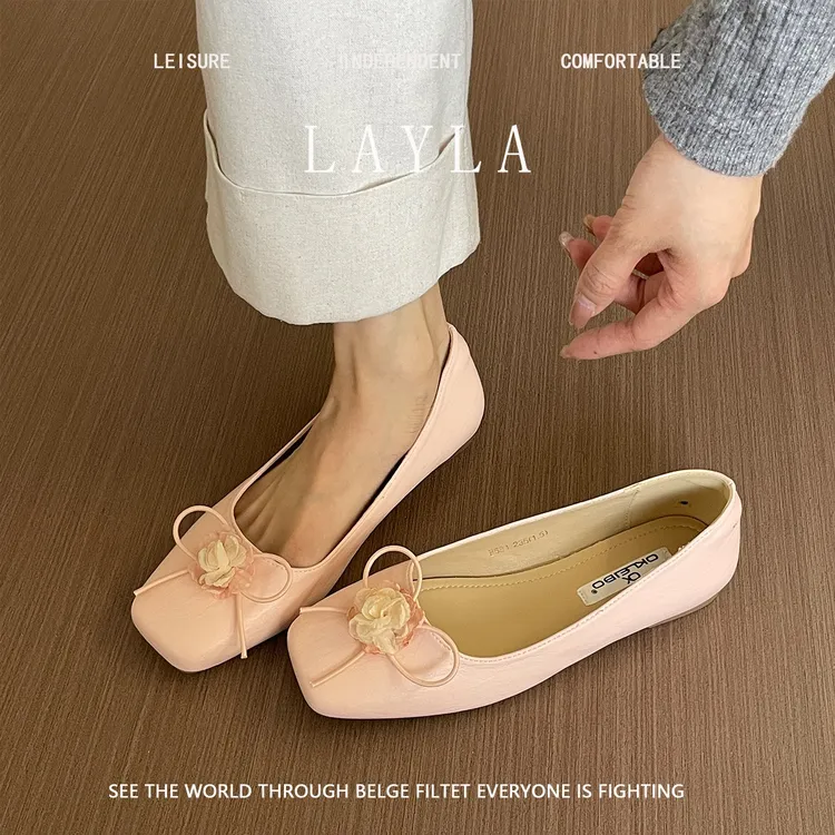 新中式仙女粉色单鞋女鞋子春秋2025新款夏季复古配裙子方头通勤鞋