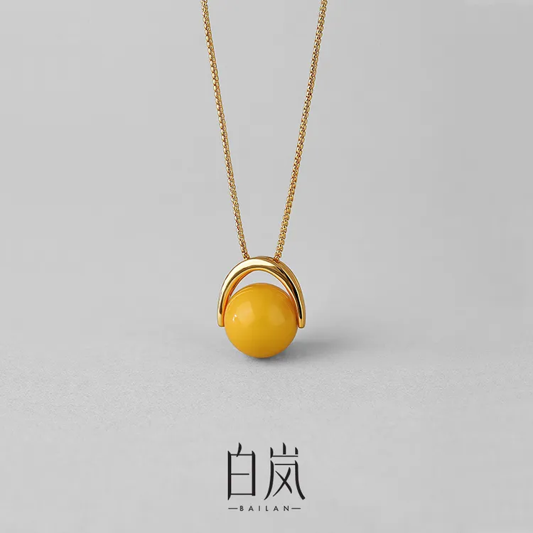 白岚蜜蜡项链女925银时尚气质百搭轻奢饰品小众设计高级感XL4570