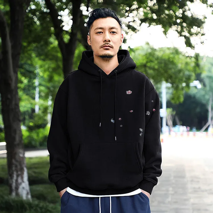 仓石一树潮牌痞帅重磅连帽卫衣男秋冬季新款加绒宽松休闲情侣外套