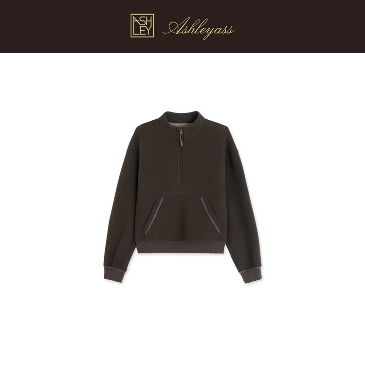 【ASHLEYASS】“羊毛桑蚕丝撞色线条套装卫衣”口袋卫衣LSS251225W