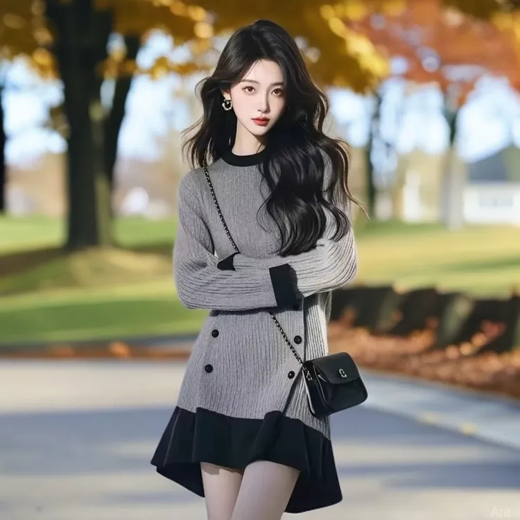 小香风高级感超好看气质针织衫女连衣裙2025秋冬新款韩系百搭裙子