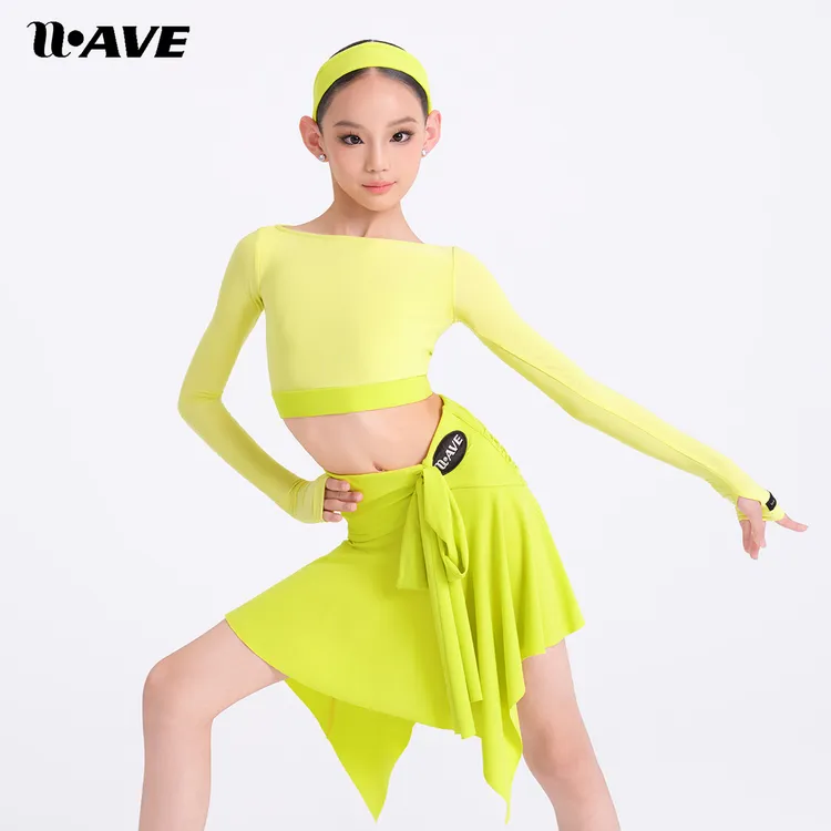 WAVE未午少儿分体拉丁舞服"跃动之芒"长袖秋冬国标舞服练习服套装