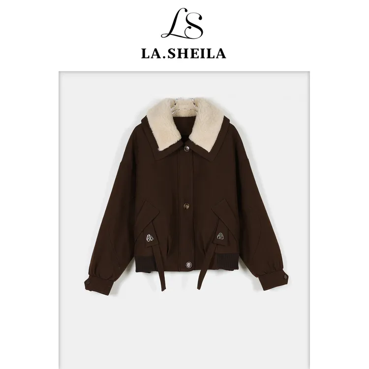 LA.Sheila“心动”羊毛领口袋飘带羽绒服254-YRF/1016-250067