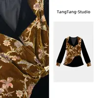【TangTang·Studio】梅上枝头丝绒百搭时尚显瘦女装上衣-2510101