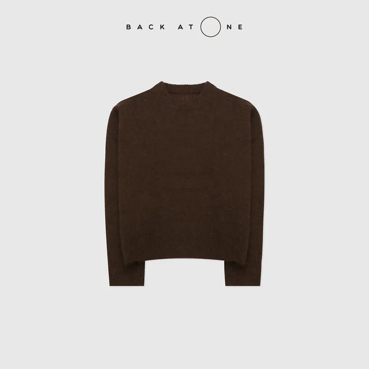 BACKATONE“焦糖布朗尼”时尚百搭丝羊绒圆领针织衫  BFF-1AB411H-C