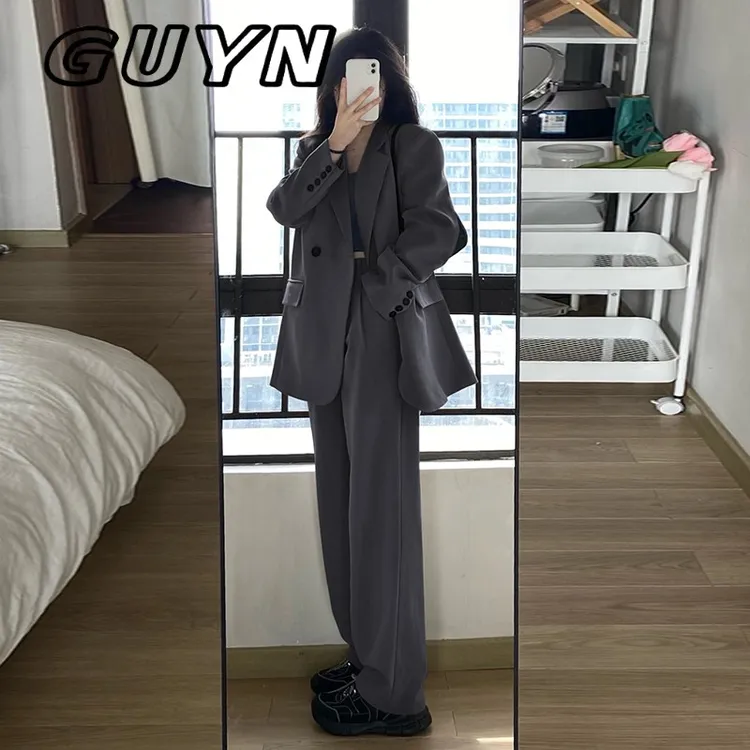 GUYN小西装外套女2025早春秋新款高级感两件套小个子休闲西服套装