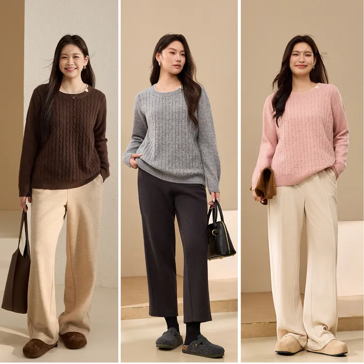 【慵懒风休闲毛衣】纤莉秀大码女装气质百搭显瘦毛衣QK3622