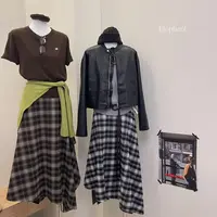大象@9990 韩系设计感不规则格子半裙 8-13