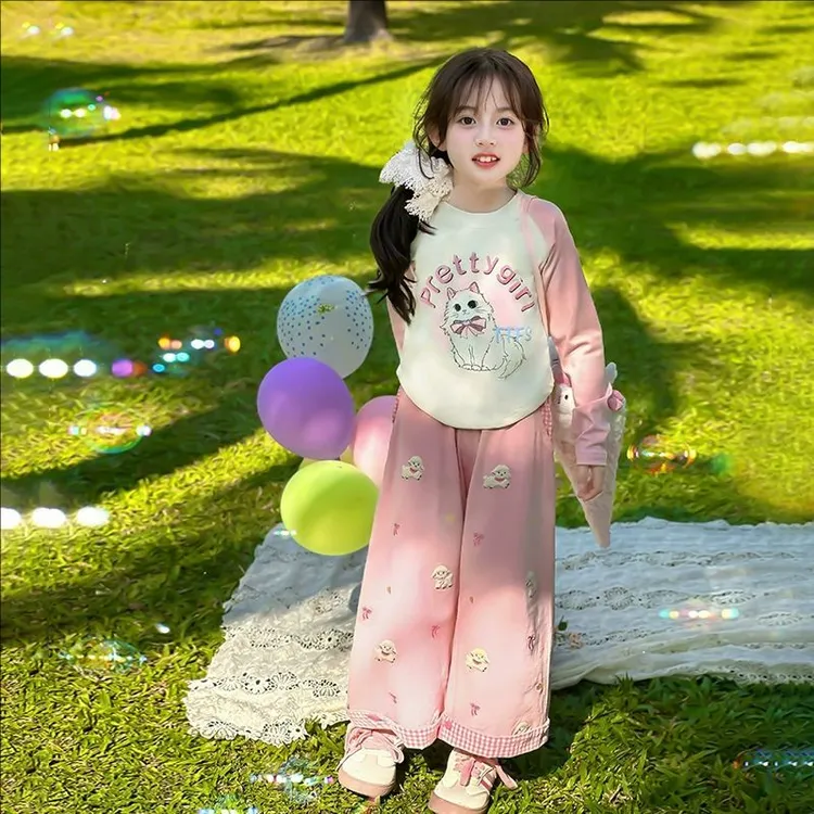 童装女童T恤长袖春秋新款韩版儿童撞色插肩袖可爱公主打底衫上衣