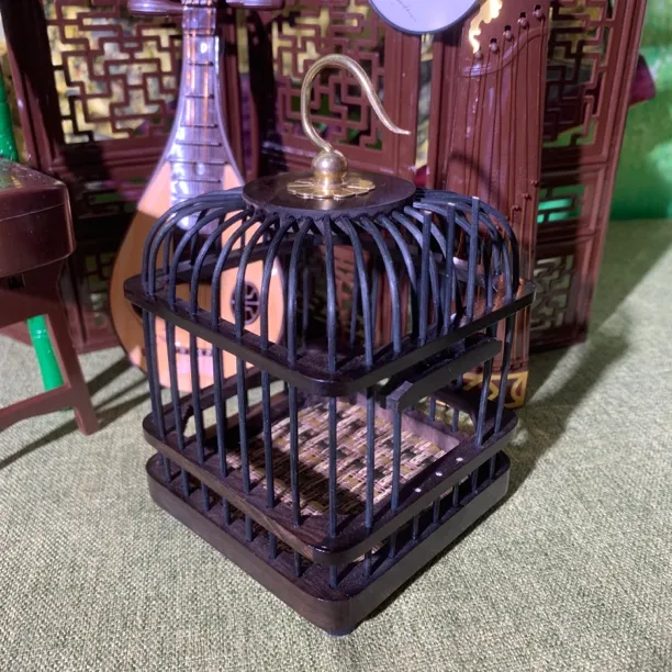 【精致乌木】蝈蝈笼子天圆地方实木手工制作蛐蛐蝈蝈鸣虫用具送长辈