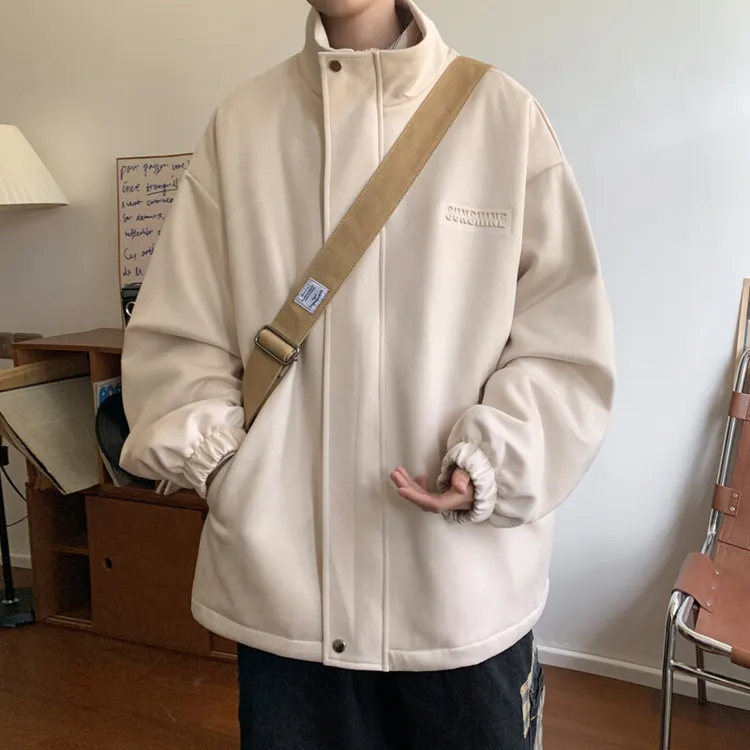 2025春季钢印鹿皮绒夹克男士休闲宽松帅气外套青年时尚百搭上衣潮