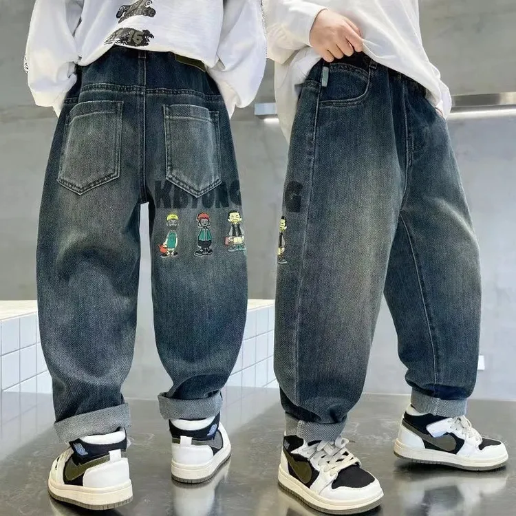 儿童装男童裤子新款2025新款中大童春秋季男孩秋装休闲韩系牛仔裤