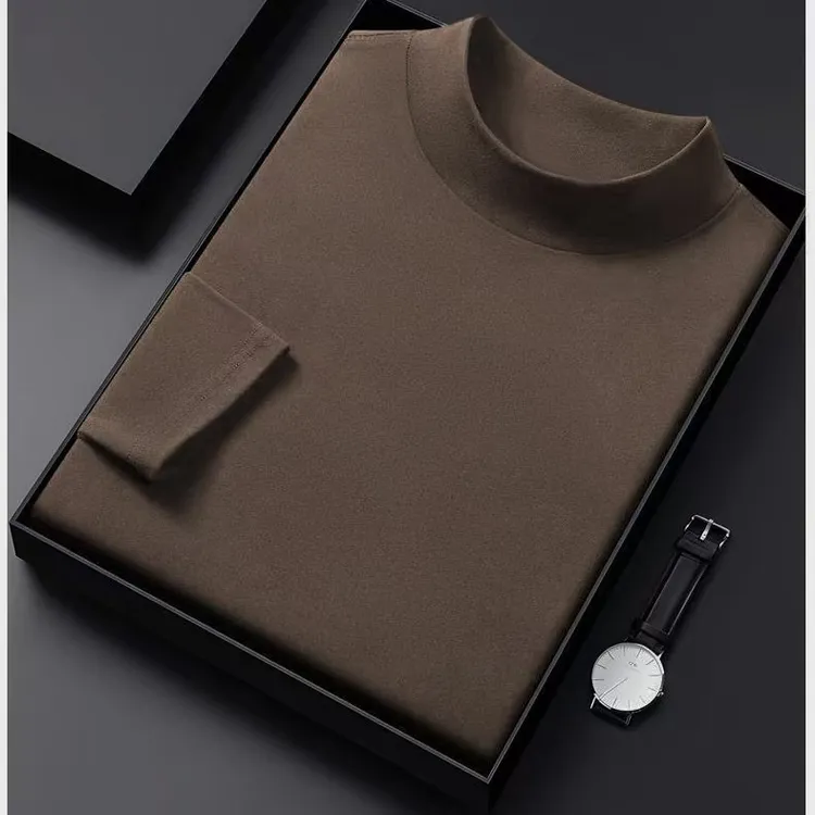 半高领加厚双面德绒超柔保暖秋冬长袖中领男士德绒打底（经典净版）