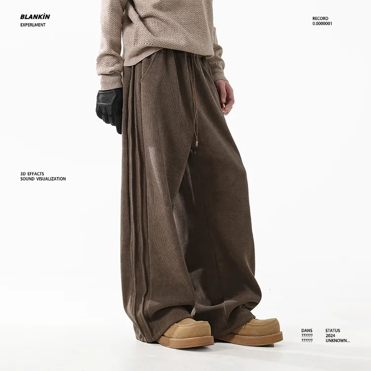 BLANKIN古着Vintage棕色灯芯绒休闲裤男秋冬季加绒加厚直筒卫裤