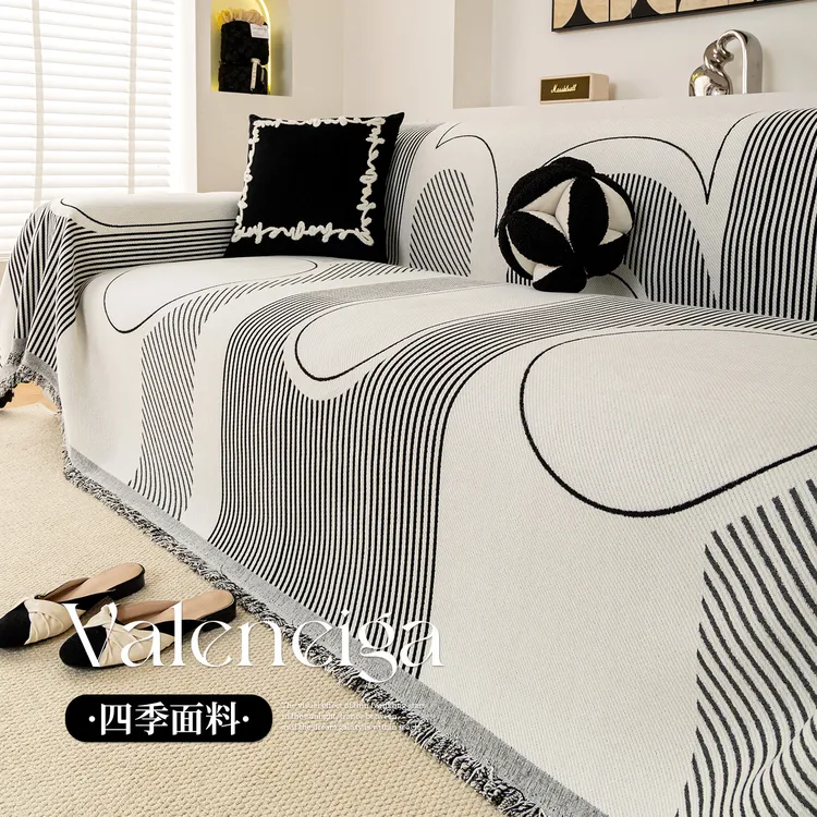 邓肯轻奢高级感沙发盖布一整张全盖雪尼尔沙发巾四季款防猫抓坐垫