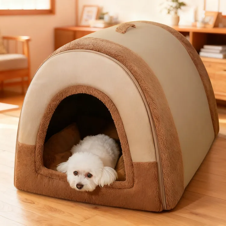 狗窝冬季保暖半封闭式房型狗屋中大型犬睡觉用猫窝四季通用狗狗床
