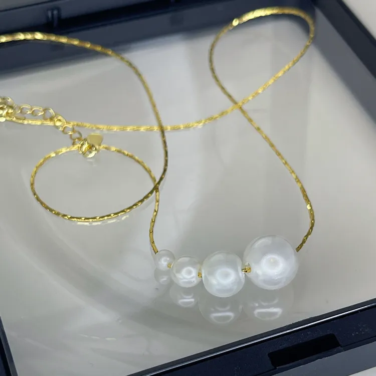 合金仿珍珠项链 珍珠项链女小众气质时尚百搭简约经典颈链可调节