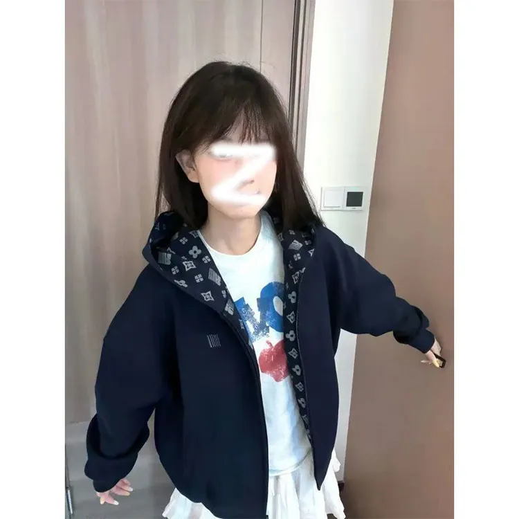 美式街头连帽开衫卫衣女秋冬款加绒百搭拉链帽衫慵懒风长袖上衣潮