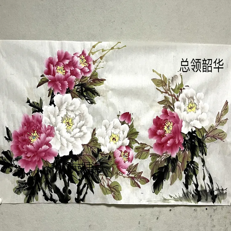 数字牡丹图案，墙面装饰（手工绘测略有瑕疵误差不防水，介意者慎拍