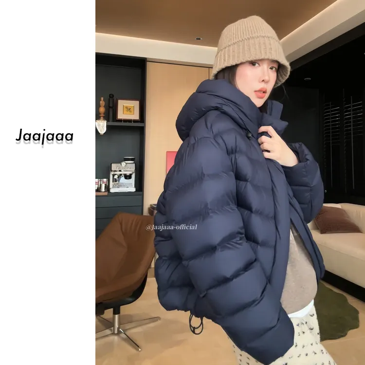 Jaajaaa暖冬新贵 冬季小众通勤百搭高克绒气质连帽排骨羽绒/XXA