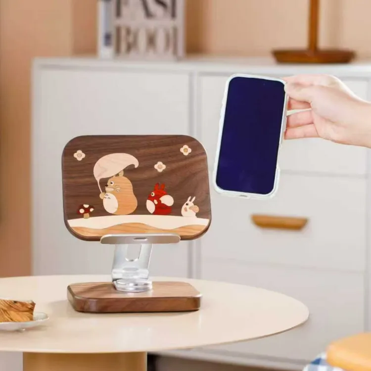 可爱龙猫北美黑胡桃实木可调节可旋转读书架笔记本平板手机支架
