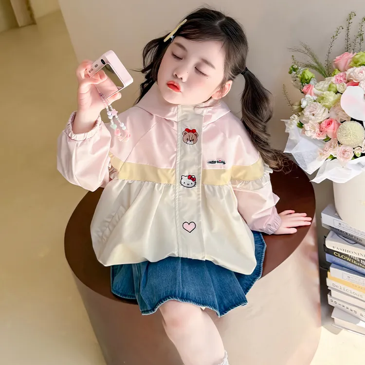 釉兮269036～女童可爱风衣外套2025秋装新款女宝宝连帽休闲上衣