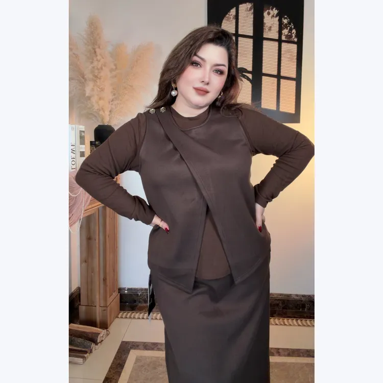 31228新款时尚洋气高级感长袖显瘦百搭套装裙三件套