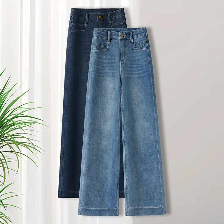 秋冬季爆款高腰微弹直筒牛仔裤子2025年新款加绒加厚舒适直筒裤女