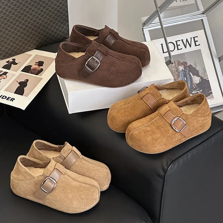 5厘米增高加绒加厚两穿百搭时尚软底港风复古勃肯鞋女雪地棉鞋